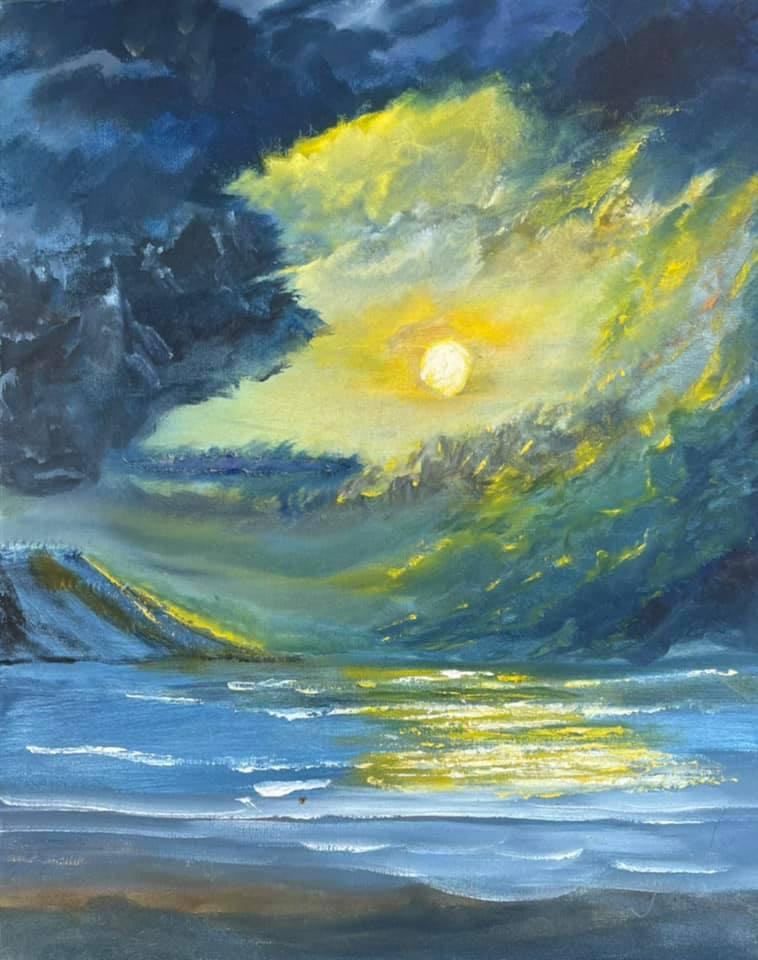 Moonlit Symphony Over Ocean Waves